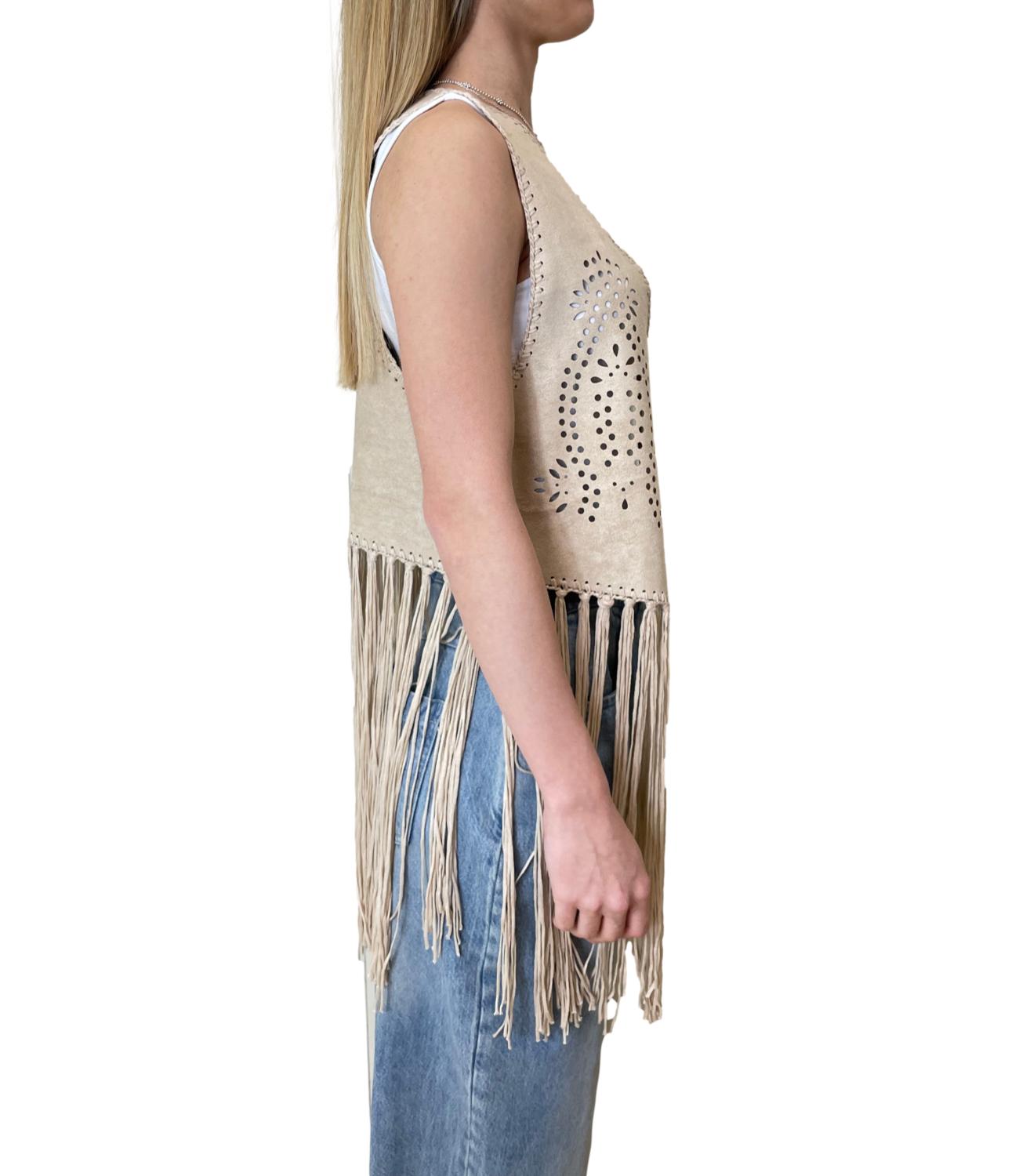 Vicolo Giacca Frange Panna Donna