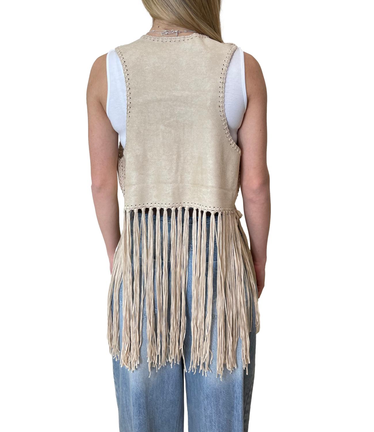 Vicolo Giacca Frange Panna Donna