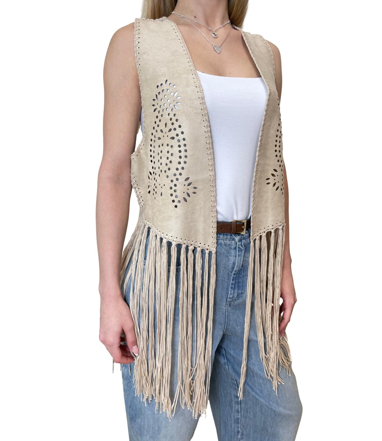 Vicolo Giacca Frange Panna Donna