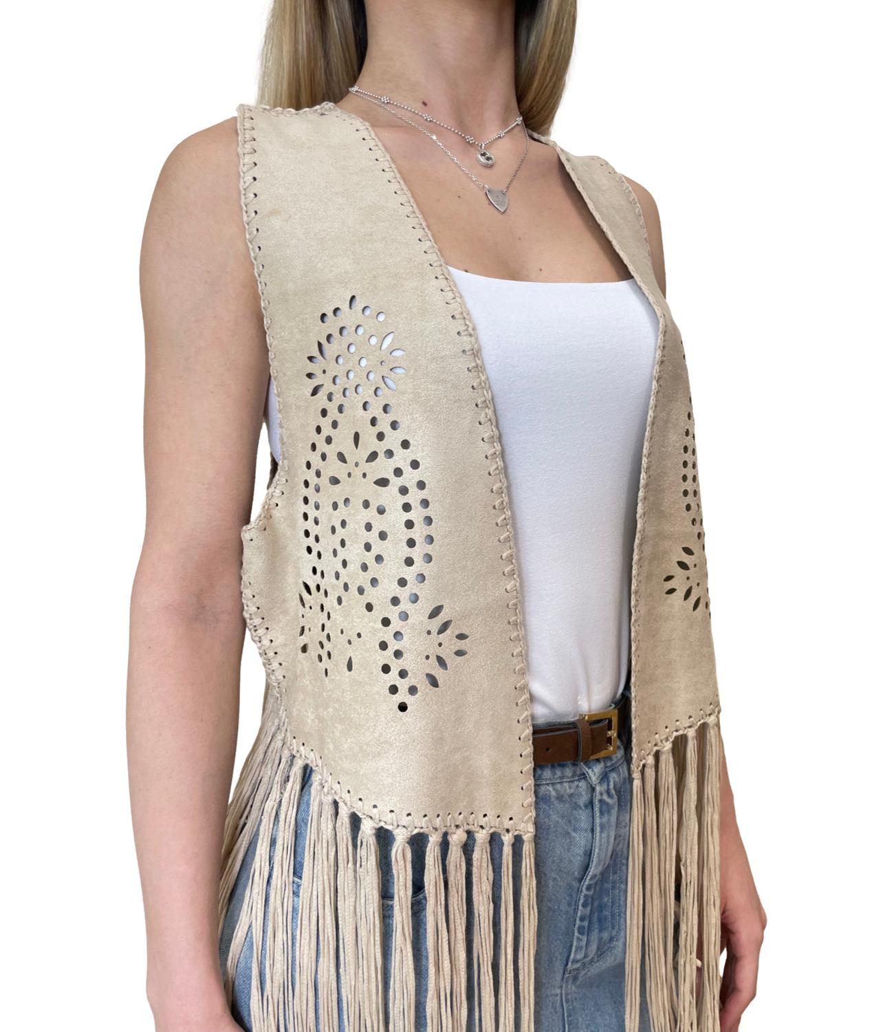 Vicolo Giacca Frange Panna Donna