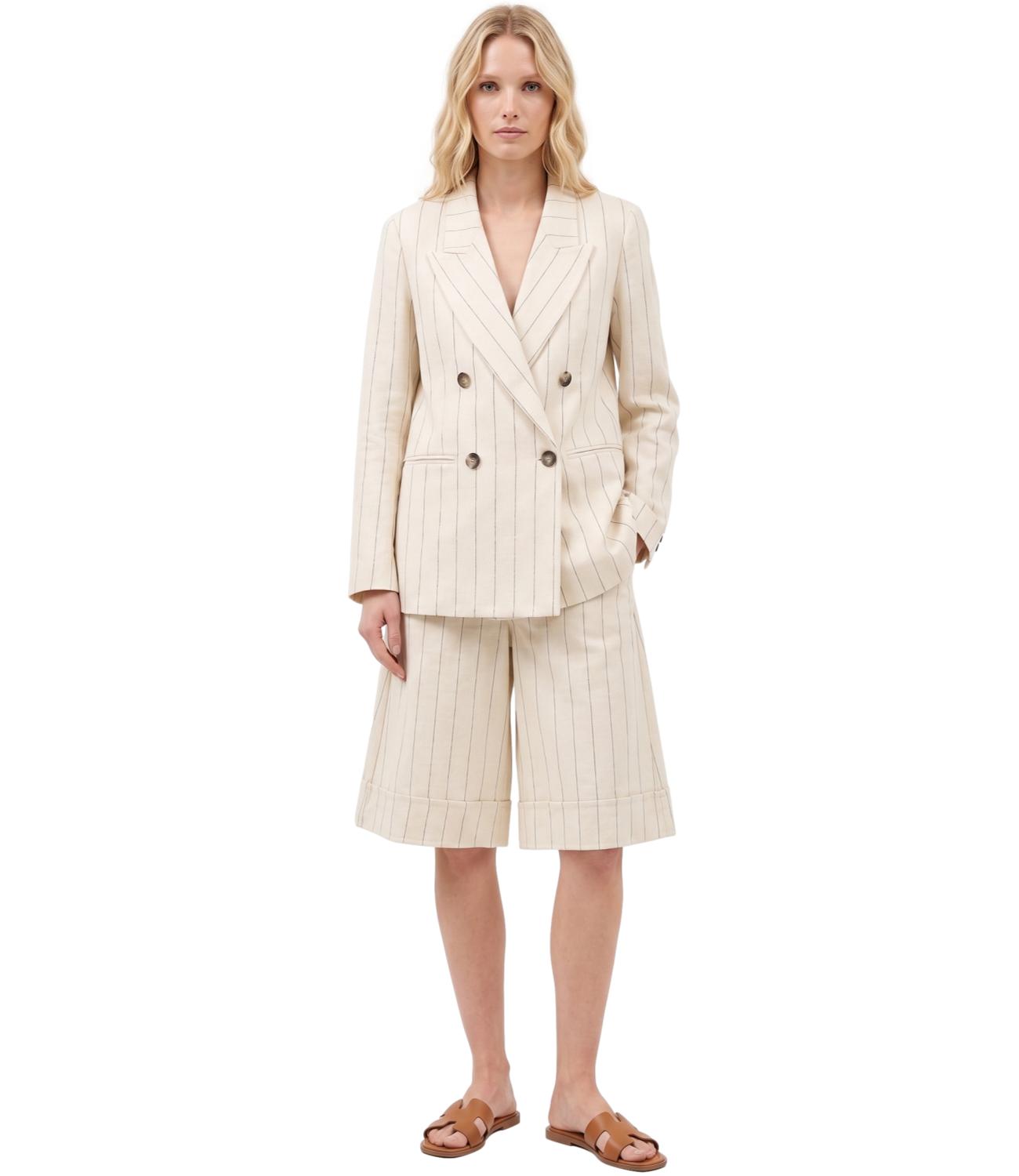 Vicolo Bermuda Gessato Panna Donna