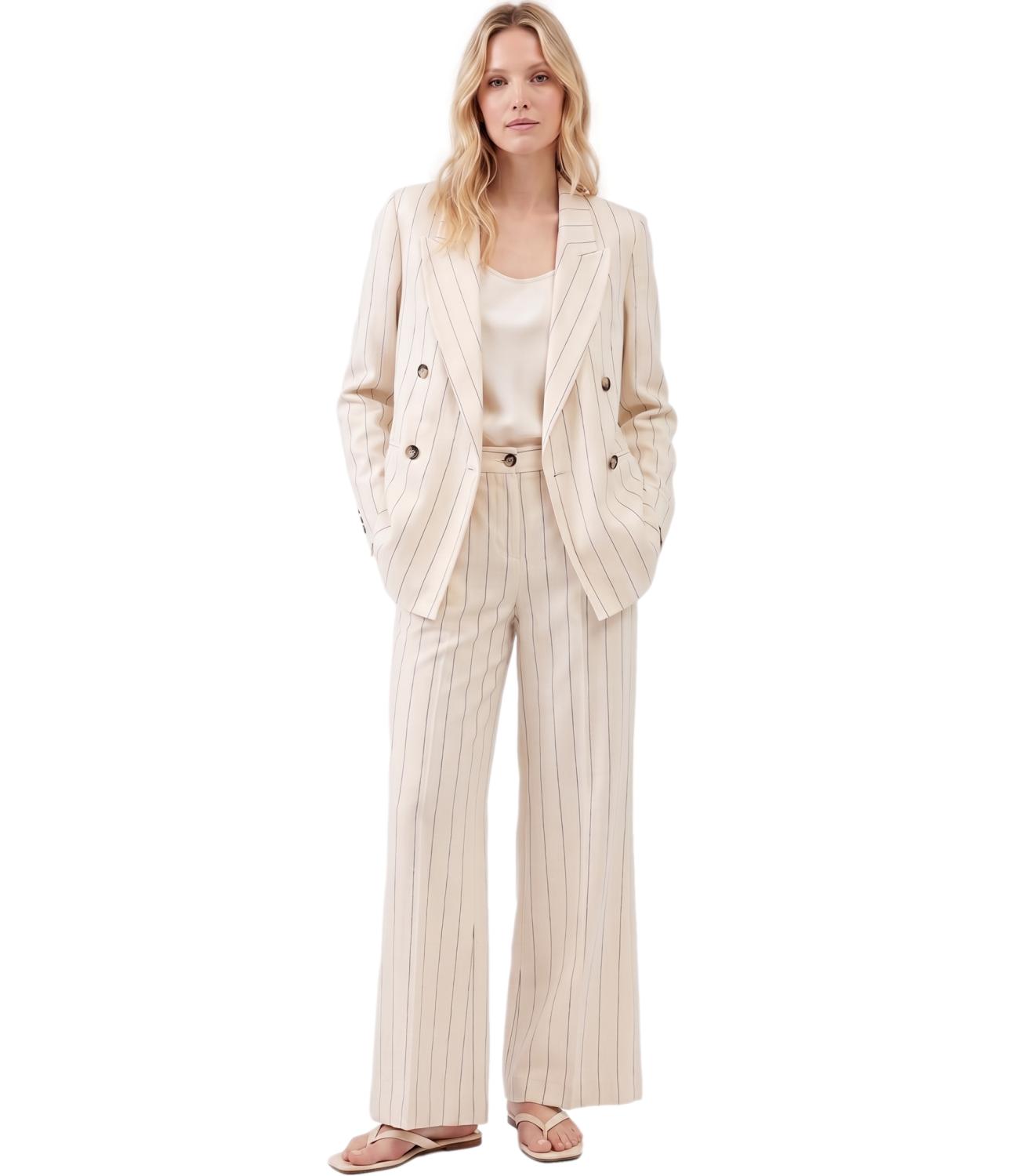 Vicolo Pantalone Gessato Panna Donna