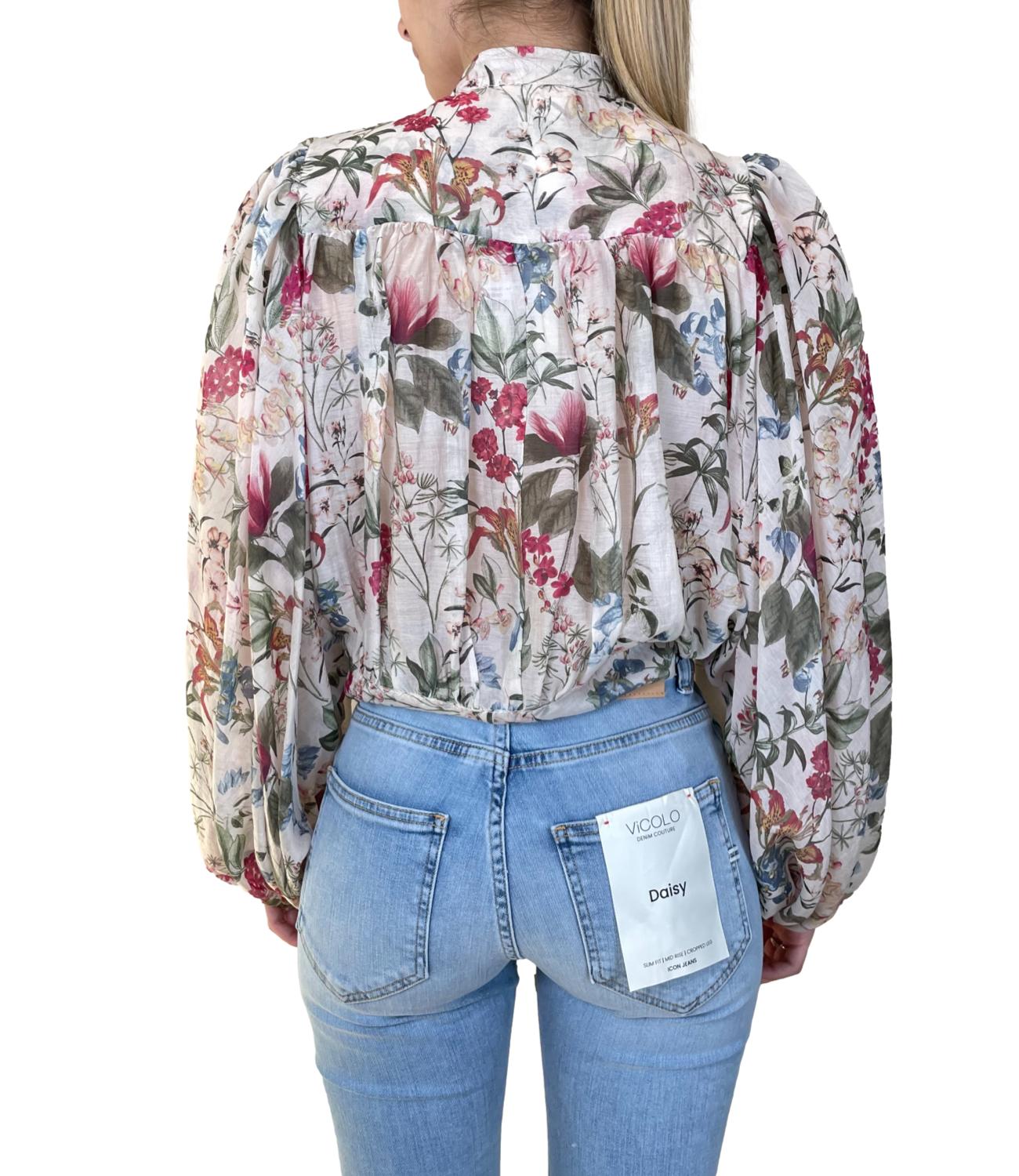 Vicolo Top Burro Floreale Donna