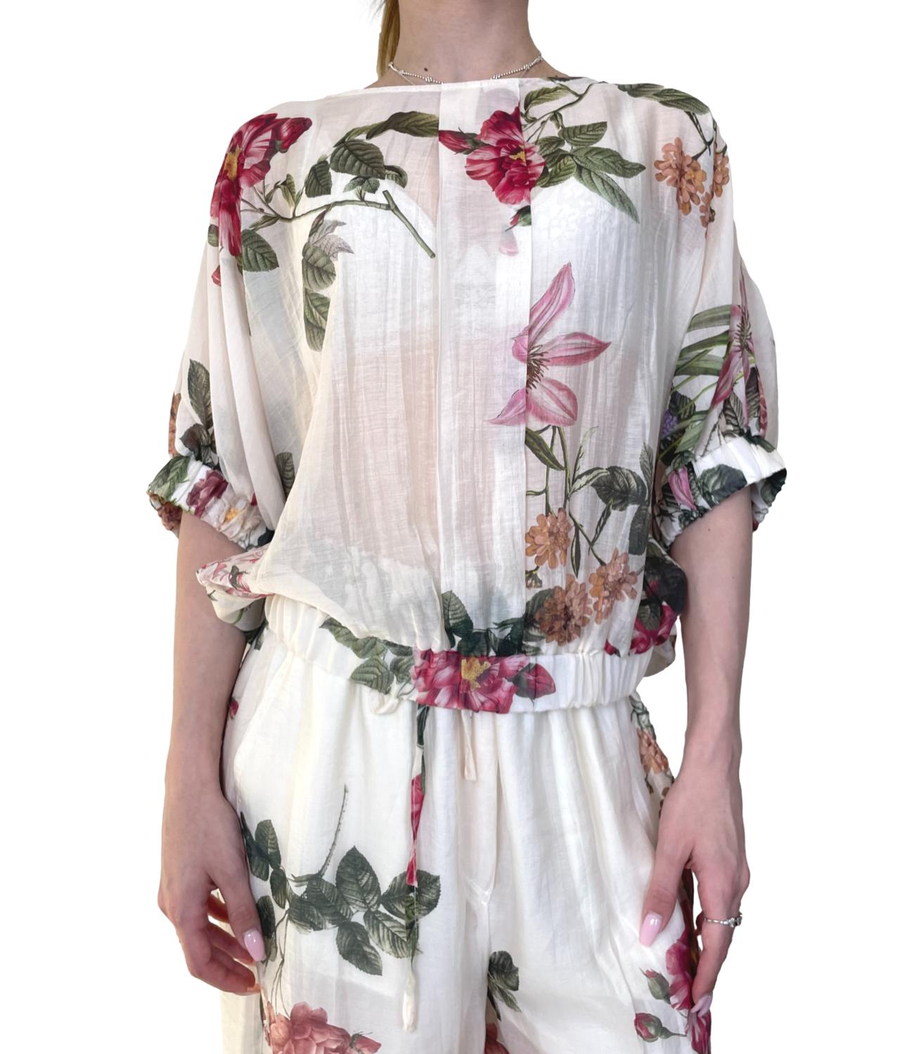 Vicolo Top Burro Floreale Donna