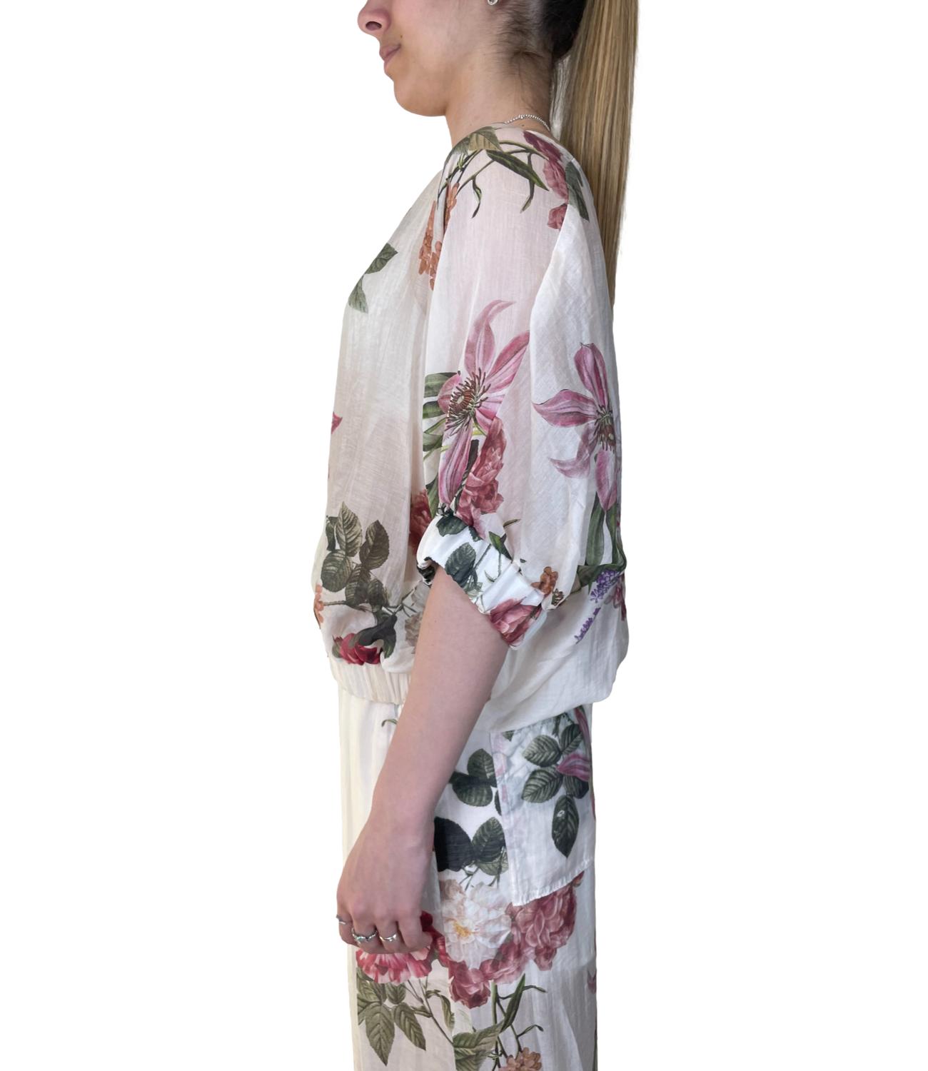 Vicolo Top Burro Floreale Donna