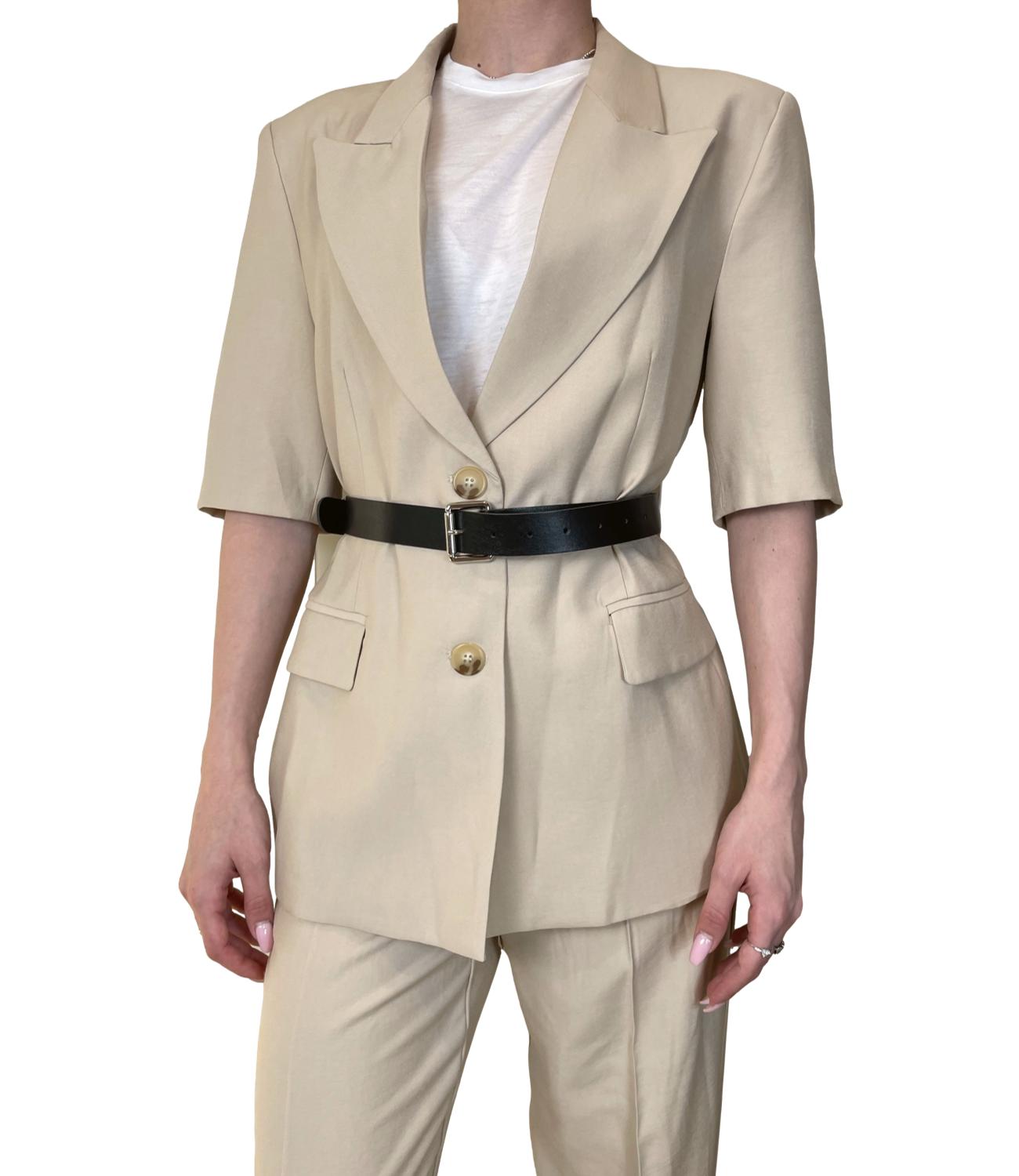 VICOLO giacca beige con cintura donna