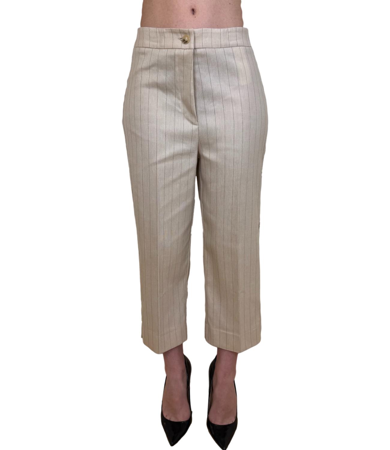 Vicolo Pantalone Beige a righe Donna