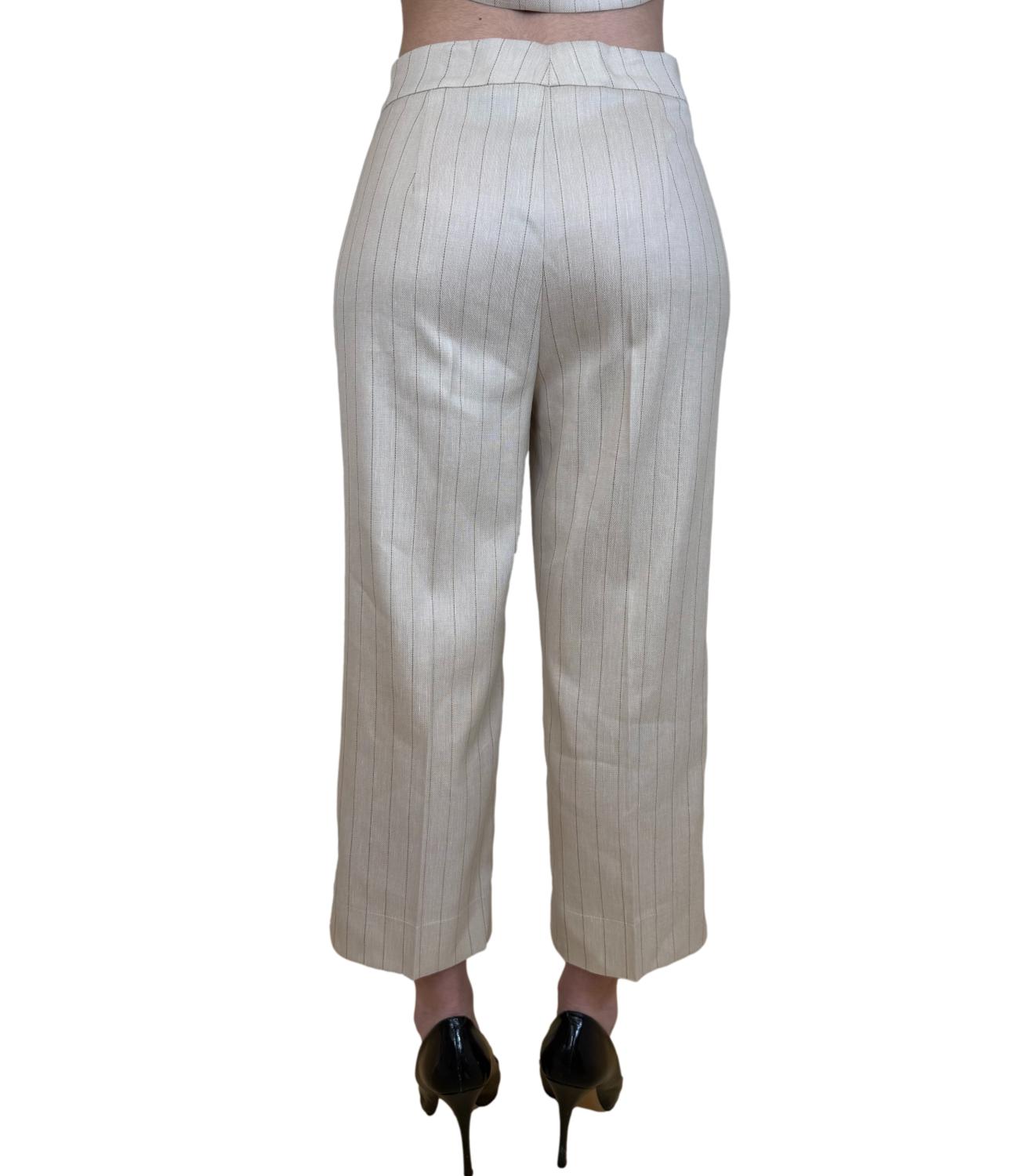 Vicolo Pantalone Beige a righe Donna