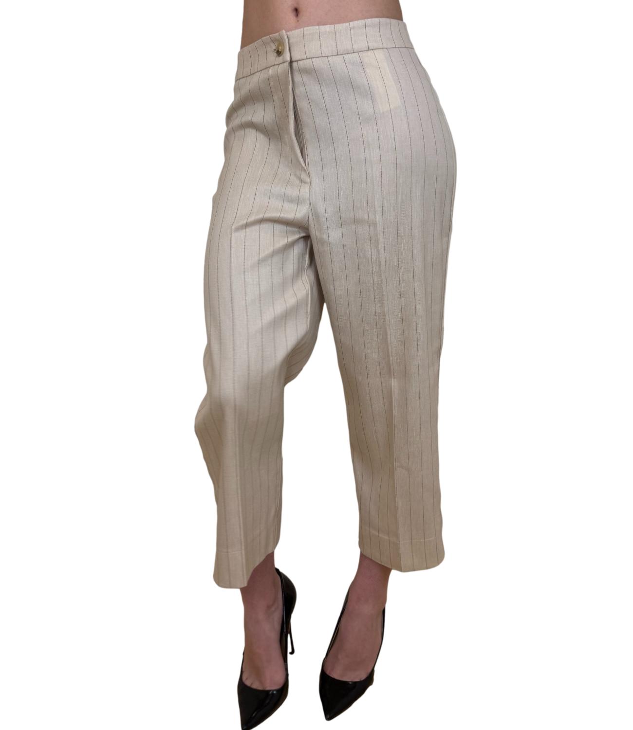 Vicolo Pantalone Beige a righe Donna