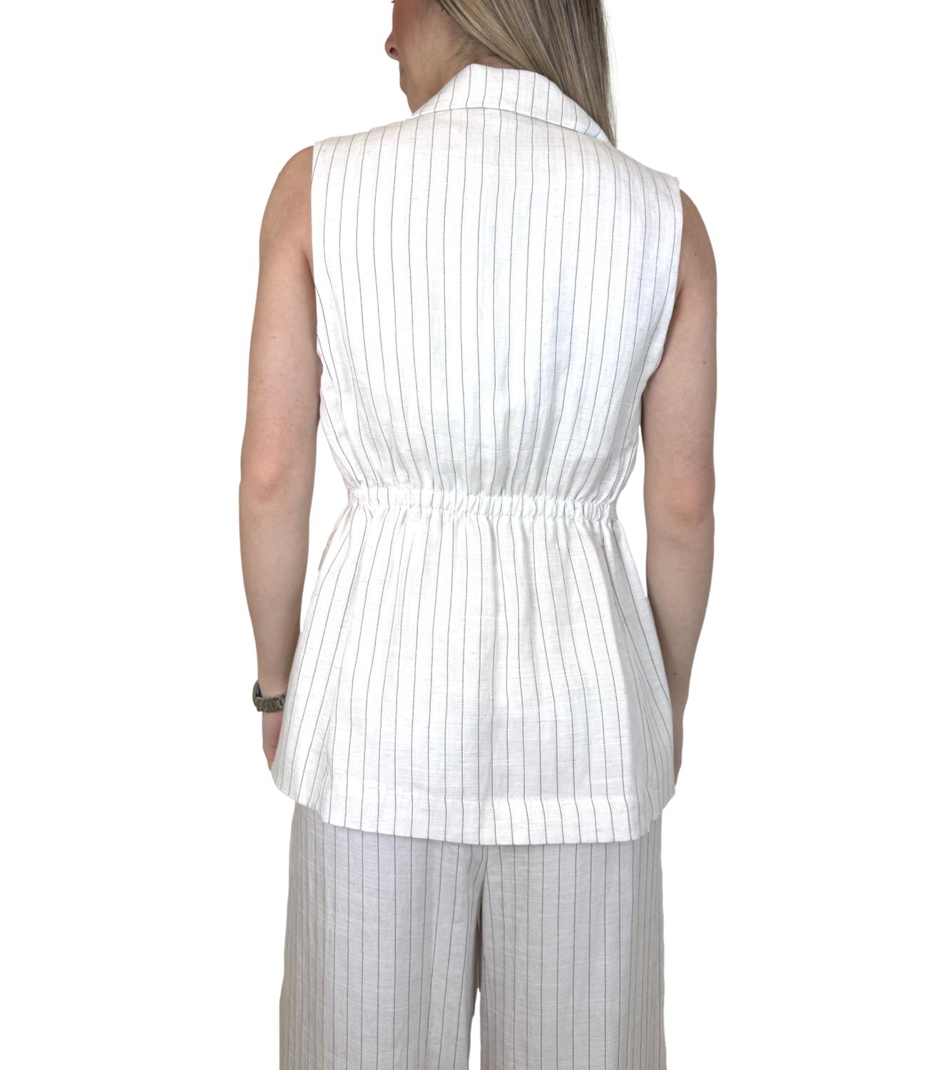 Vicolo Top Gilet Panna Gessato Donna