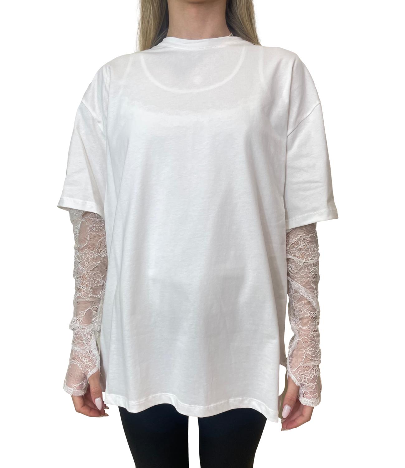 Vicolo T-shirt Pizzo Bianco Donna
