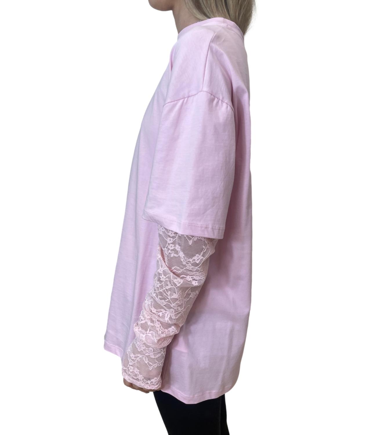Vicolo T-shirt Pizzo Rosa Donna