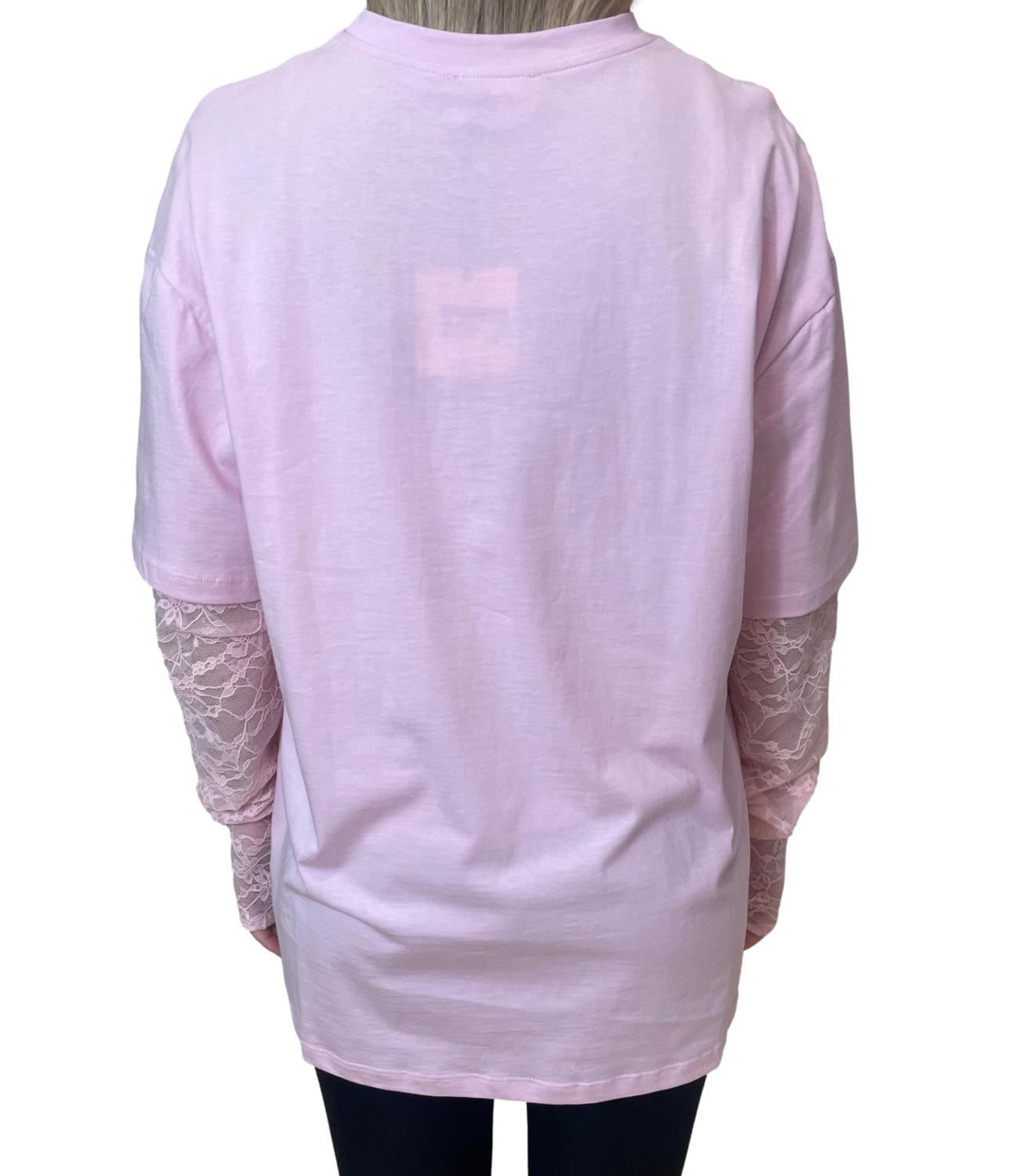 Vicolo T-shirt Pizzo Rosa Donna